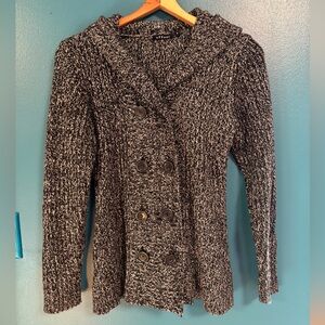 Black and White Sweater Peacoat Button Style with Hood - Twilight Bella Swan